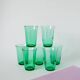 Set of 7 vintage green glass water glasses 1970