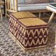 Pouf en rotin et osier bordeaux