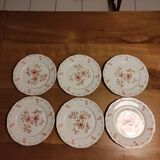 Set of 6 Limoges porcelain dinner plates by Deshoulières