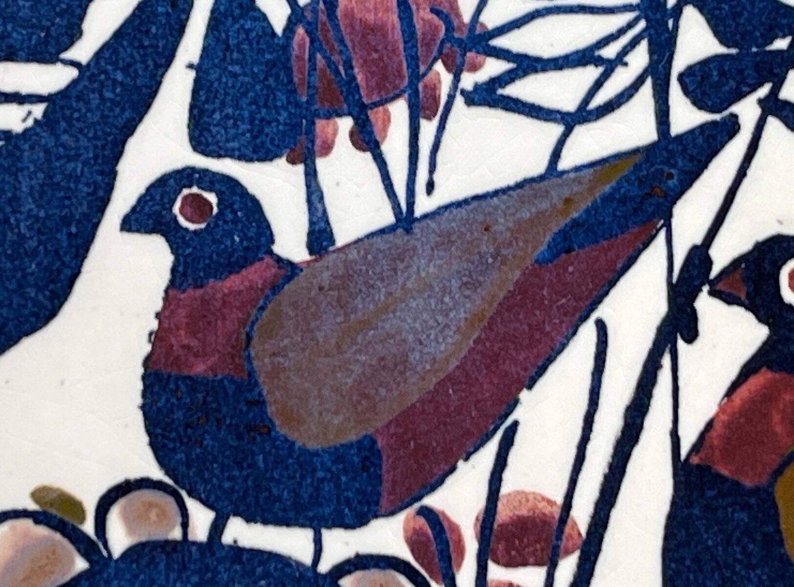 Mid-Century Modern Danish Porcelain Tenera Bowl with Bird Design by Kari Christensen for Aluminia Royal Copenhagen, 1960s
