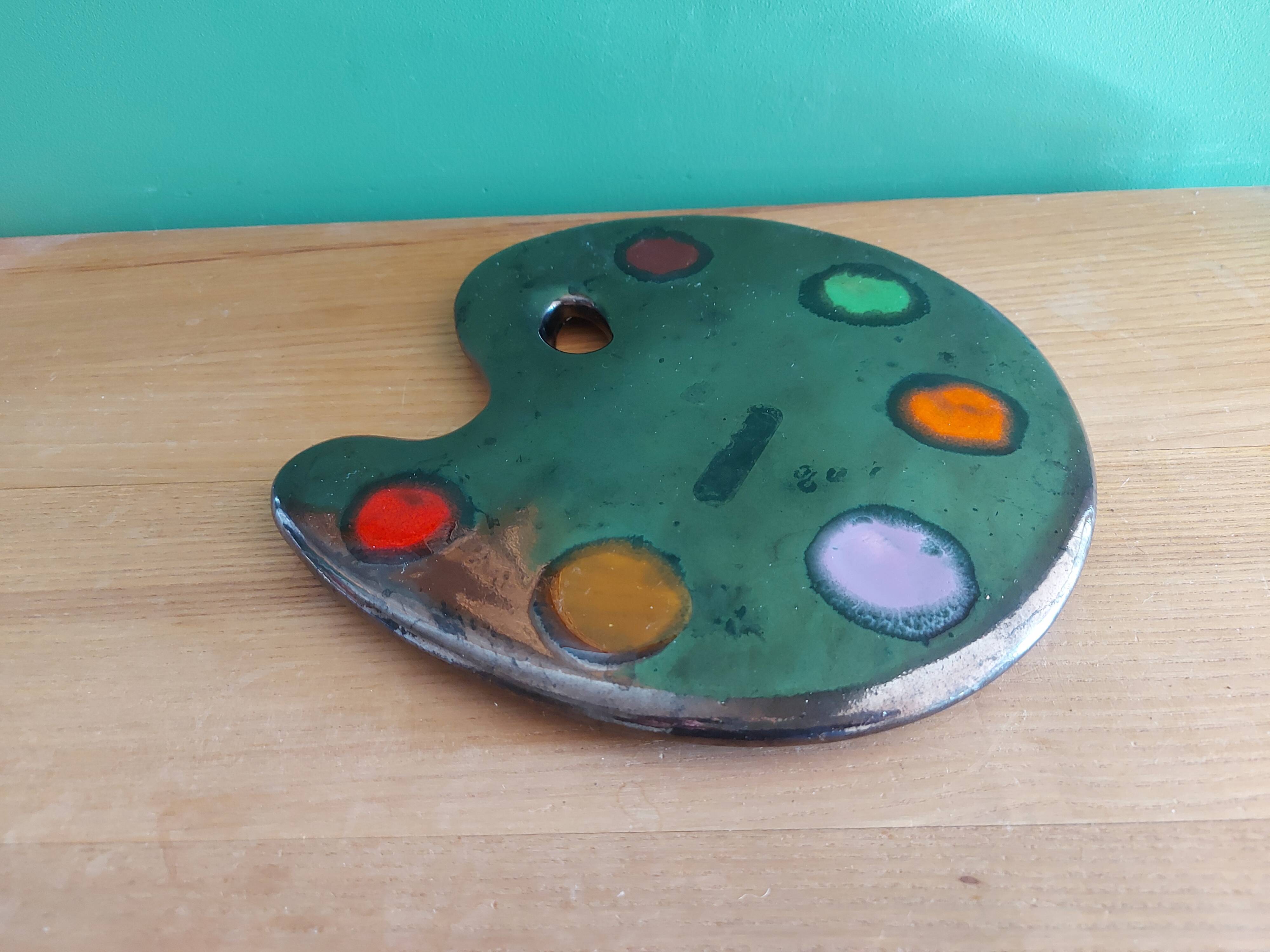 Dessous de plat en céramique vintage en forme de palette de peinture
