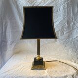 Vintage table lamp in gold brass and black marble