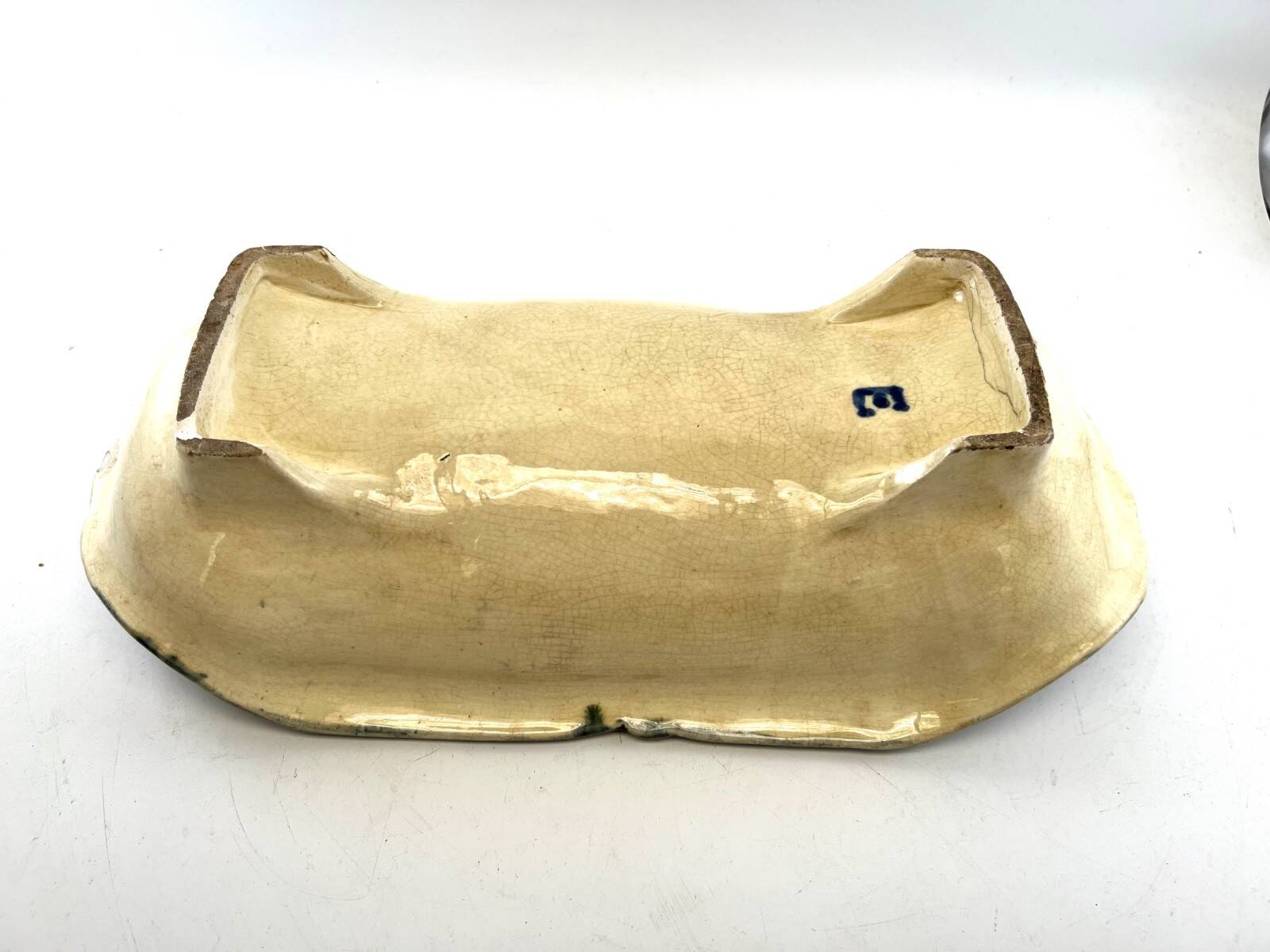 Antique asparagus dish in slip – Wasmuël, Belgium – circa 1880
