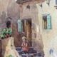 Watercolor painting "Nan-sous-Thil" Burgundy Eugène Cahtelain 1906 + frame