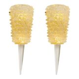 Pair of clear Murano glass wall sconces in the Barovier Art Deco style. Rostrato