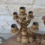 Pair of metal candelabra candle holders with 5 branches, 41cm