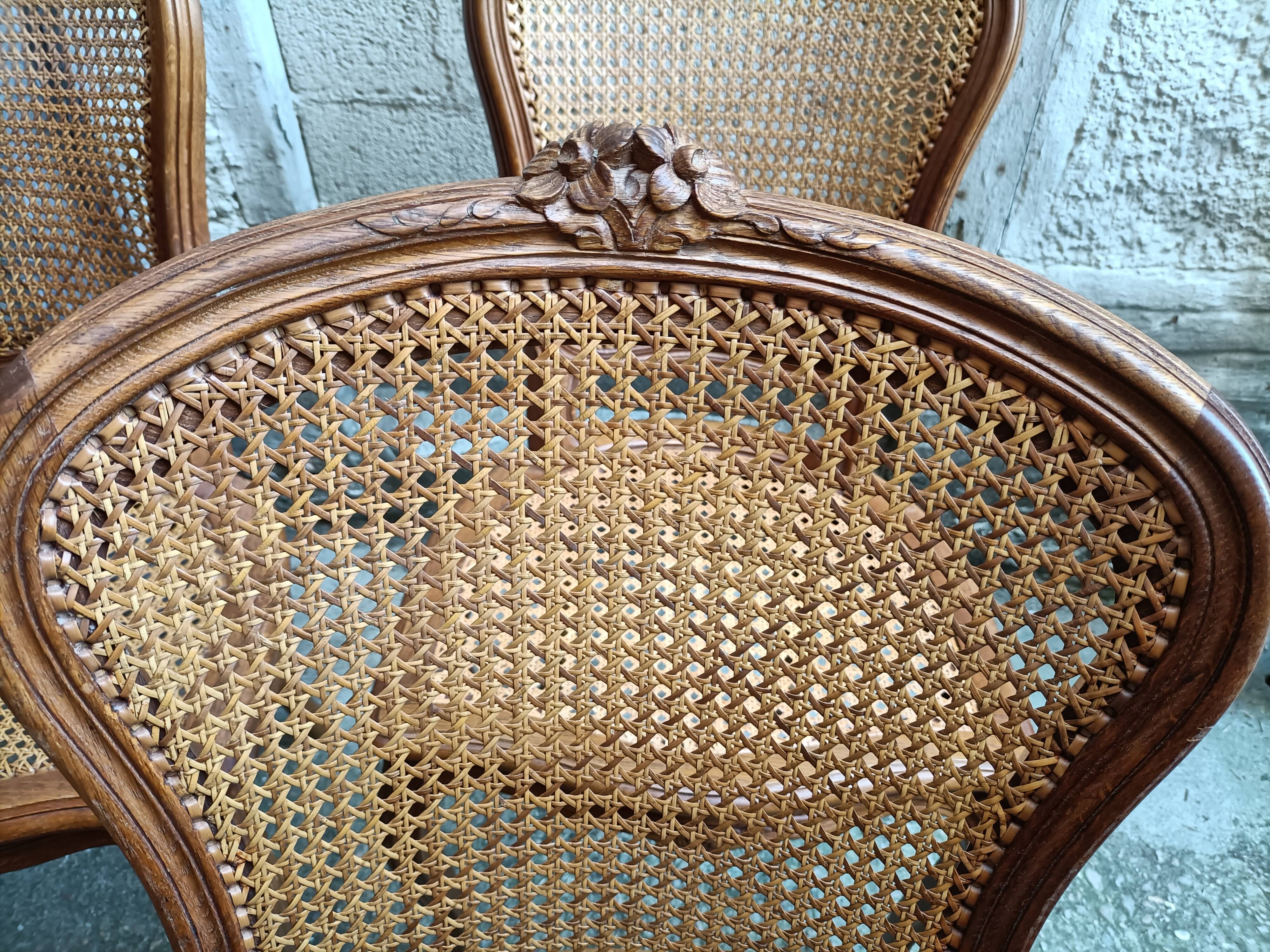6 chaises cannées style Louis XV