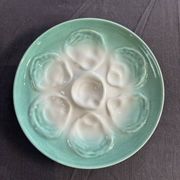 Niderviller sea-green earthenware oyster plates, set of 10 + dish