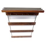 Large vintage rosewood coat rack with hooks made in the 60s
