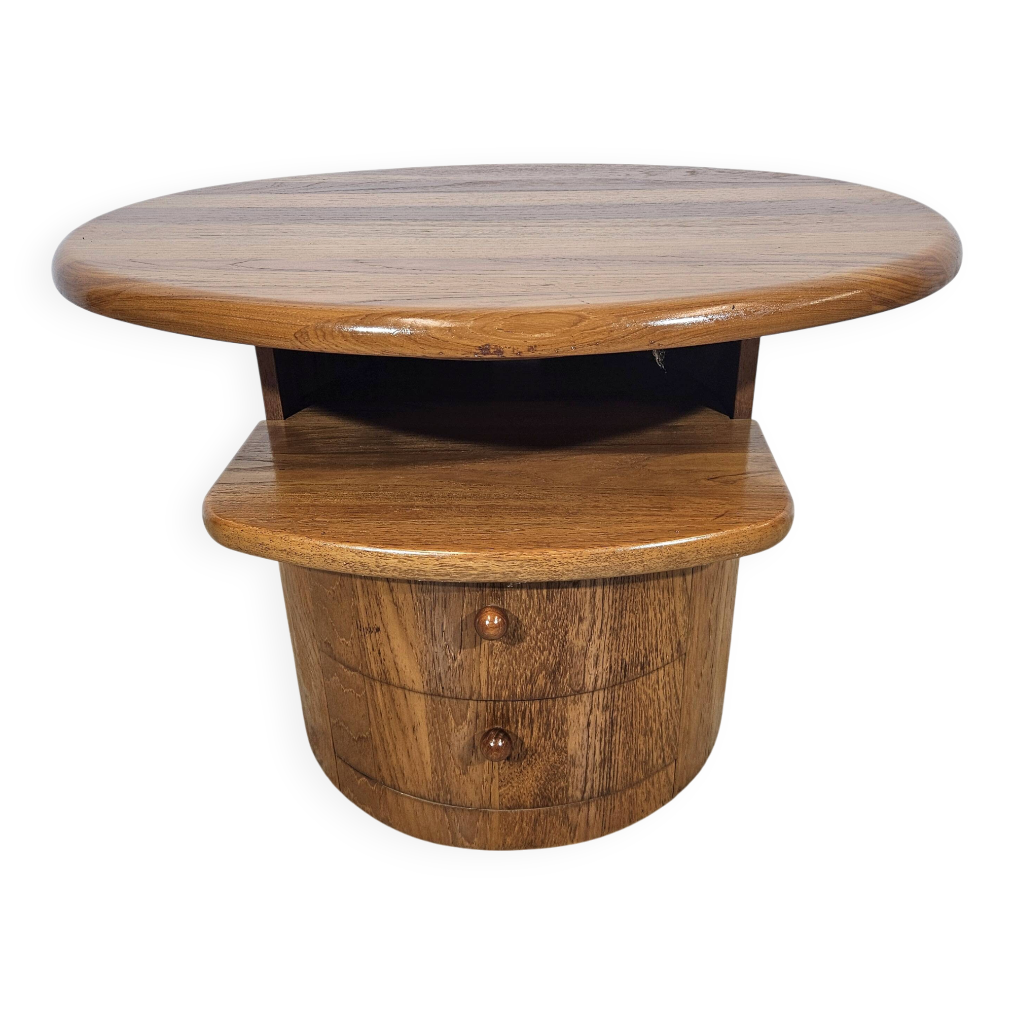 Solid teak TV table with swivel top, Silkeborg, Denmark, 1960s/1970s.