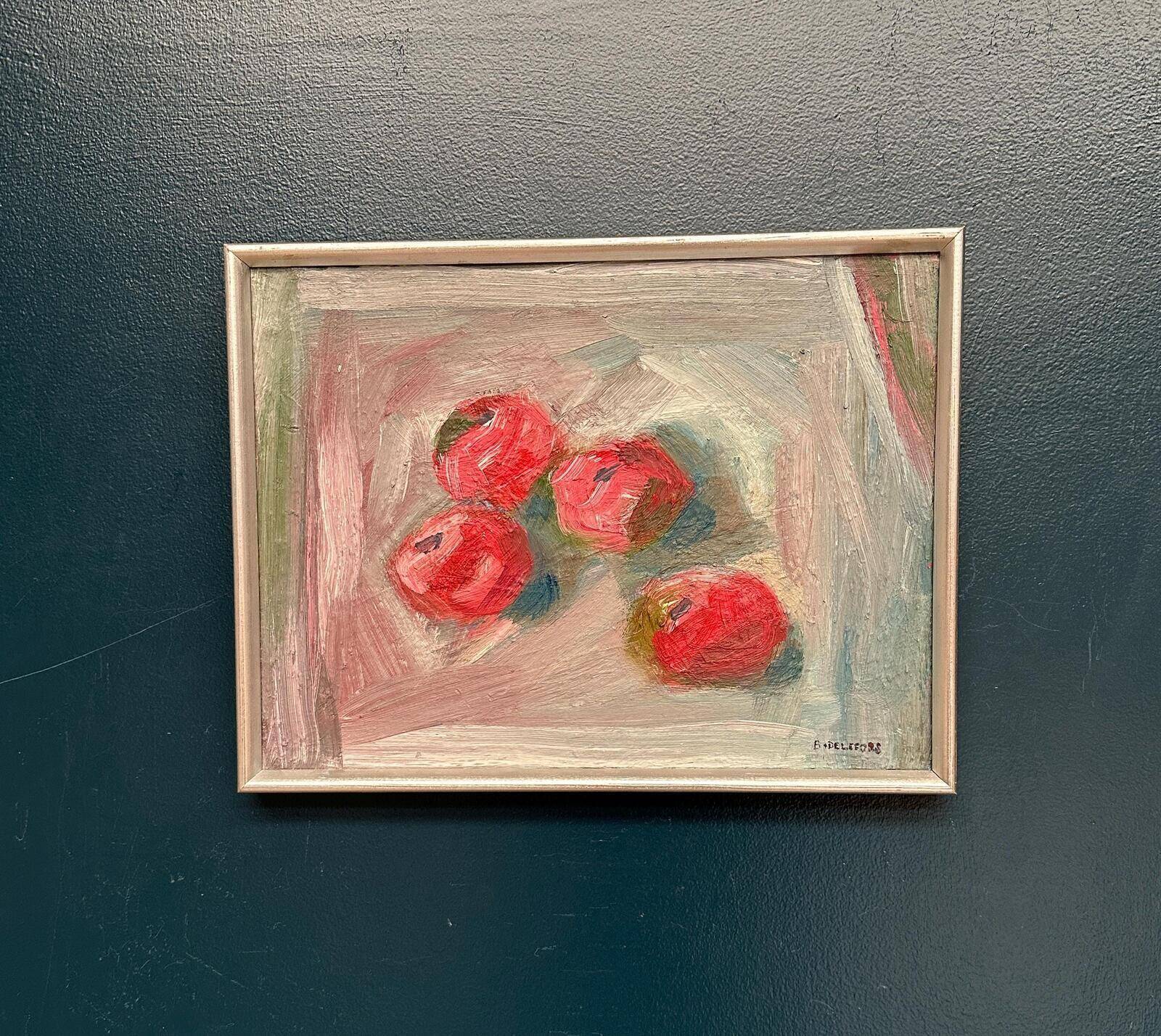 Original Swedish Oil On Canvas – Apples – Bengt Delefors