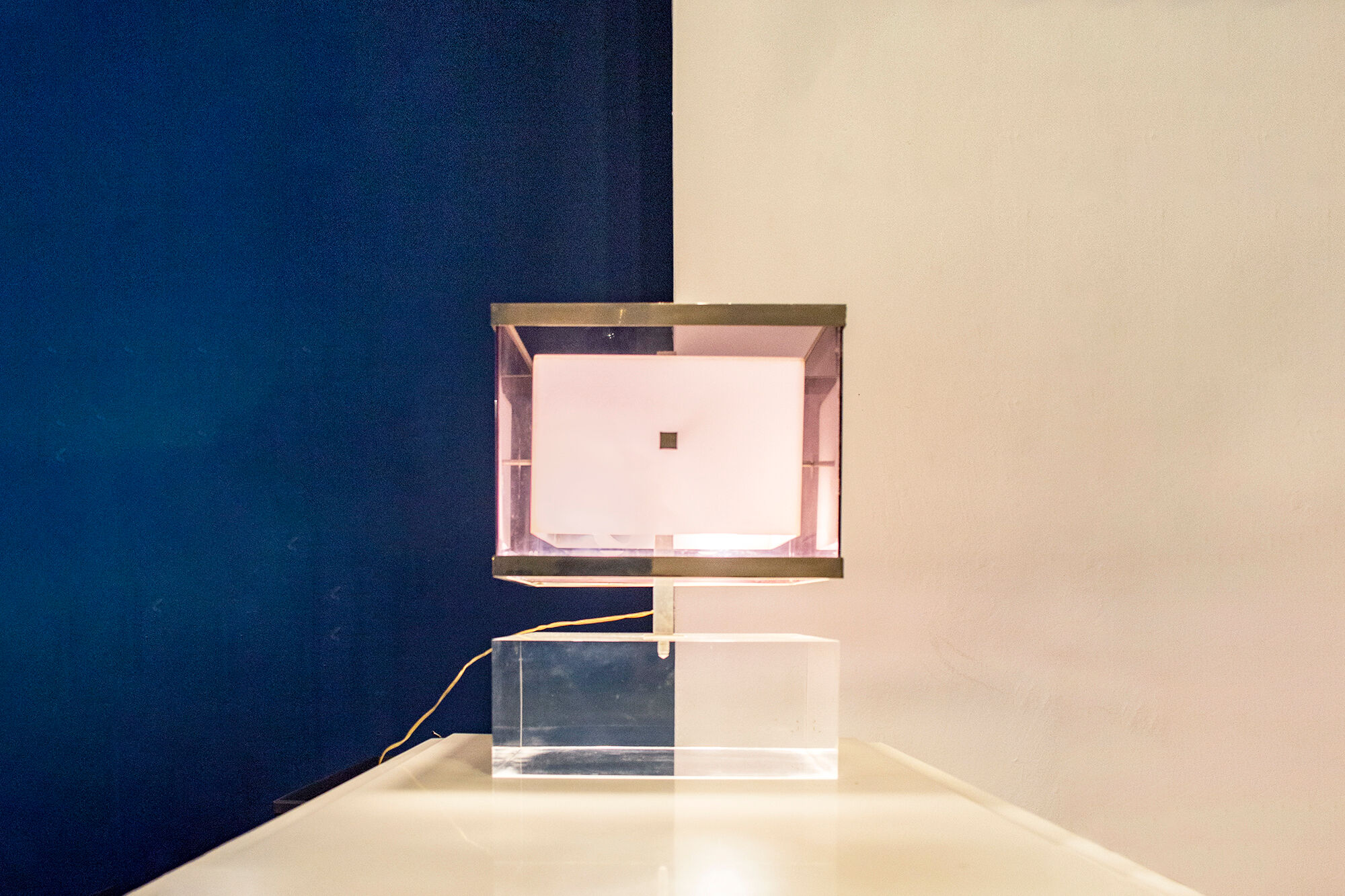 Acrylic Glass and Brass Lamp from ND, Italy, 1970s