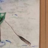 Marine painting on canvas fishing boats at the port