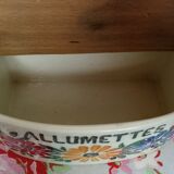 Ceramic matchbox and vintage antique wood dishes Creil Montereau HBCM