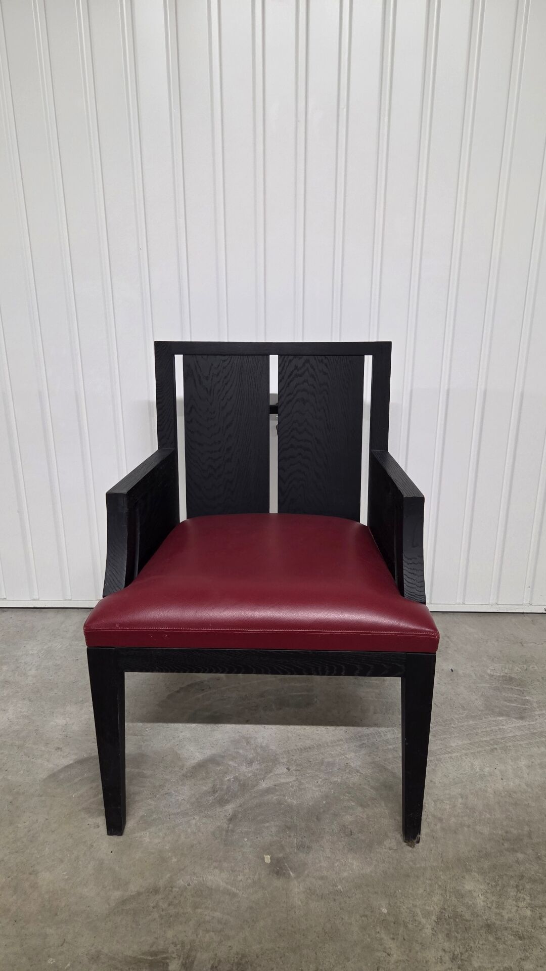 Philippe Hurel Armchair Model Wallis - Red Leather & Black Beech