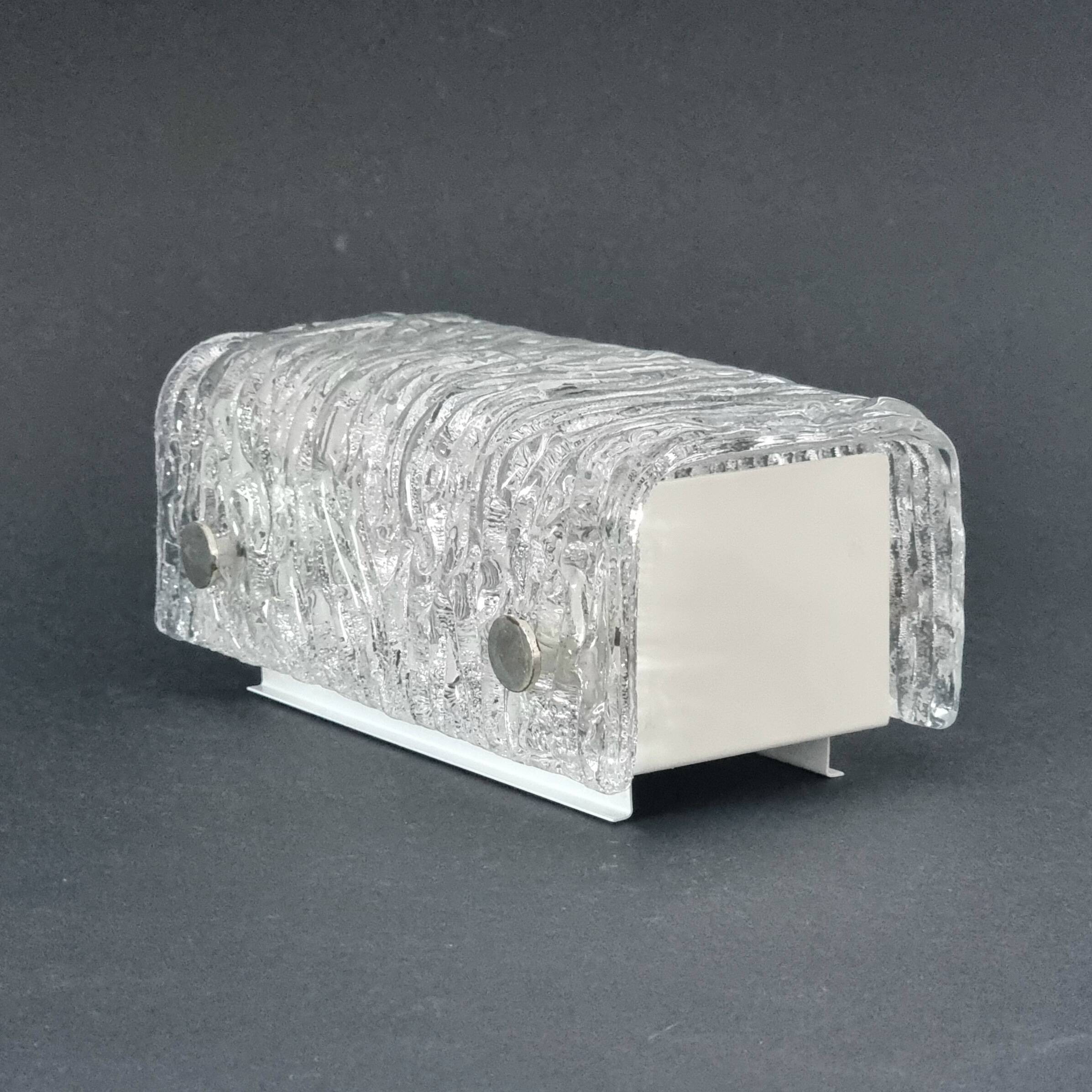 Set of 3 Mid-Century Modern Murano Ice Glass Wall Lights from Kaiser, 1960s