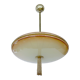 Vintage art deco pendant lamp, gradient glass, red beige, brass, 30 years