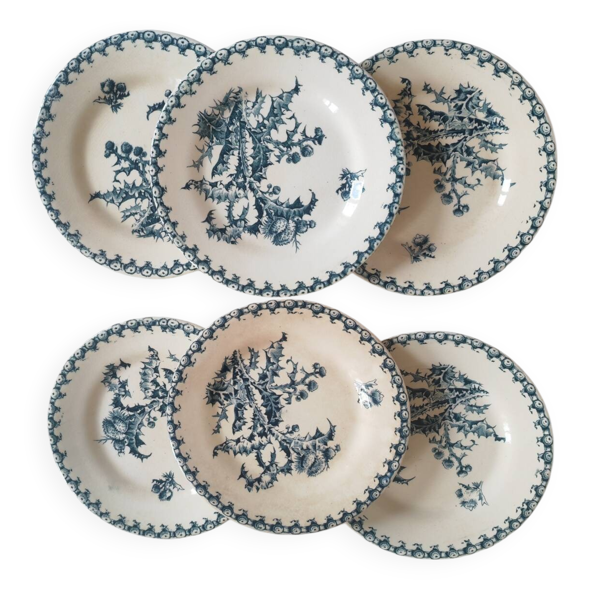 6 Gien plates from the 19th century