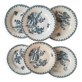 6 assiettes Gien XIXeme