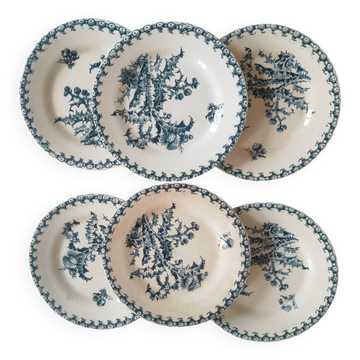 6 Gien plates from the 19th century