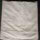 Ancien drap en lin brodé monogramme SS 320 X 230 cm