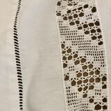 Old linen, sheet with lace and monogram MC