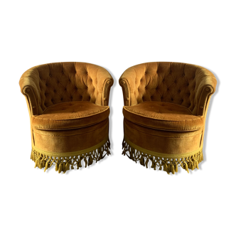 Pair of armchairs old gold toads