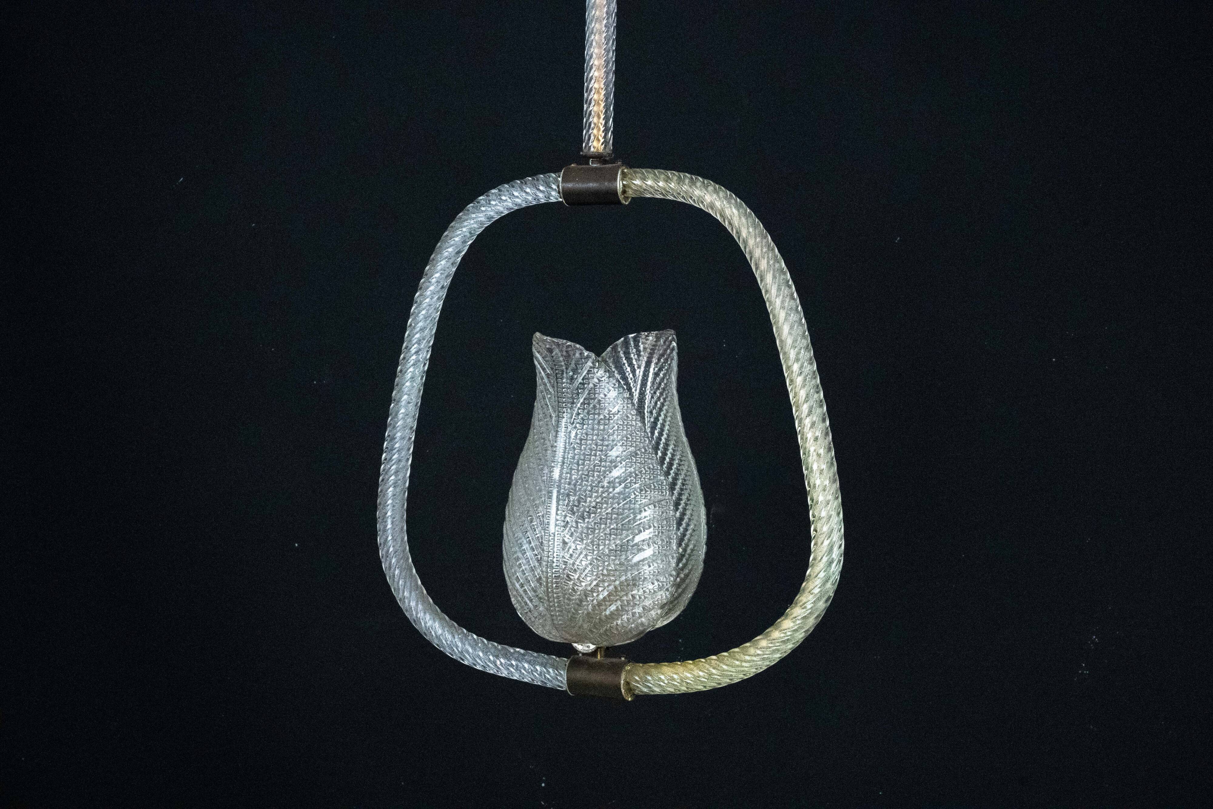 Ercole Barovier Murano glass chandelier. Italy 1940s