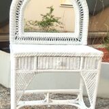 Dressing table in woven white rattan; 1970s