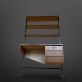 Bibliothèque italienne du milieu du siècle avec bureau.