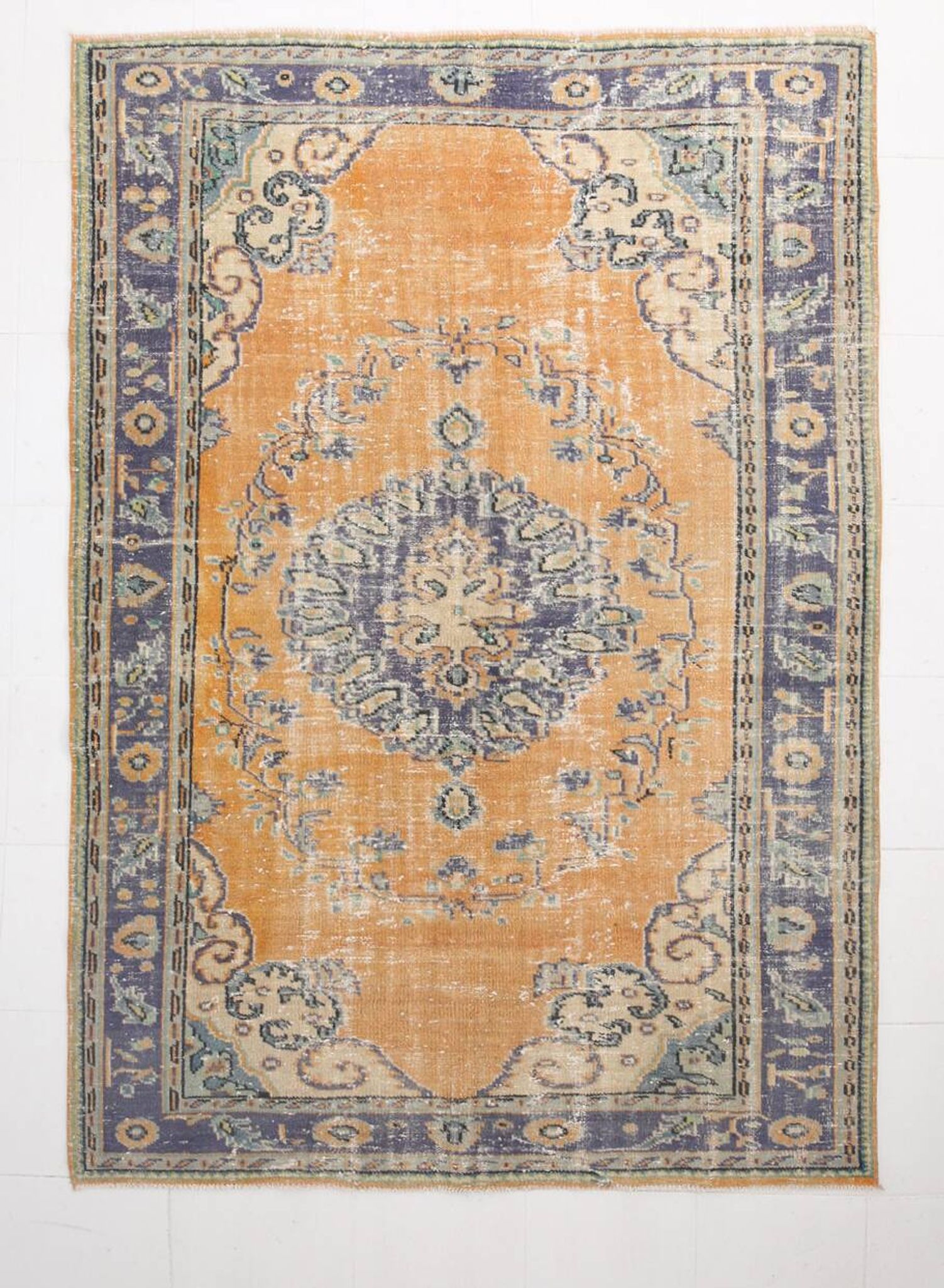 6x9 Pumpink Orange & Blue Classic Turkish Area Rug, 187x271Cm