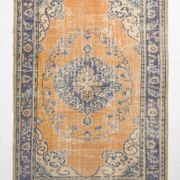 6x9 Pumpink Orange & Blue Classic Turkish Area Rug, 187x271Cm