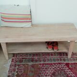 Massive oak bench with compass feet
