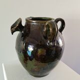 Enamelled terracotta jug vase 1900