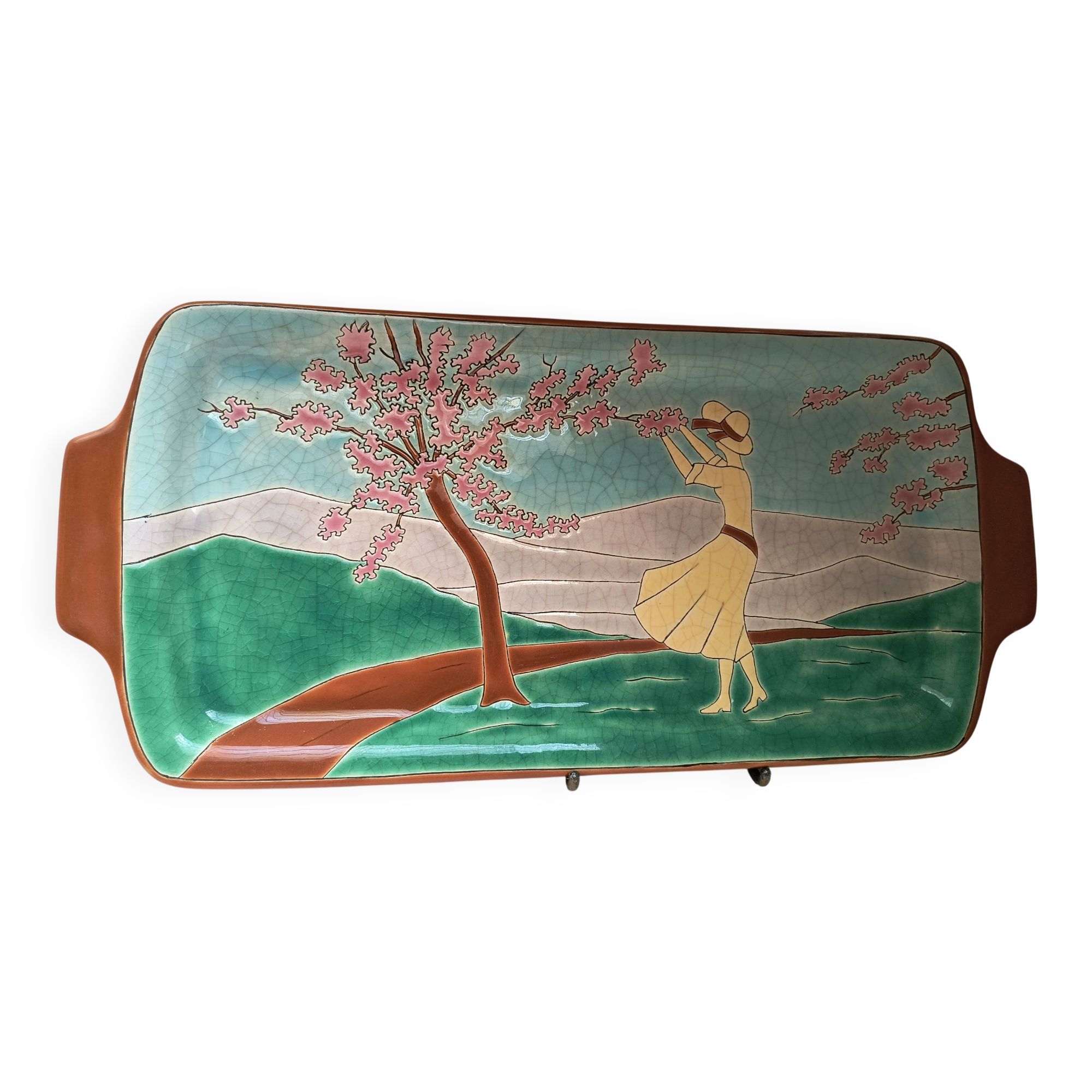 Longwy enamel plate art deco design