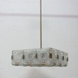 Glass and chromed steel pendant lamp by Kamenický Senov, 1970