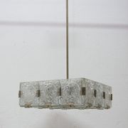 Glass and chromed steel pendant lamp by Kamenický Senov, 1970
