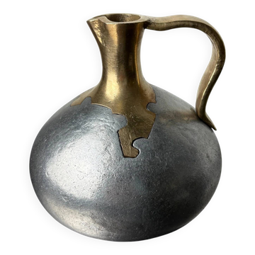 Brutalist pitcher by David Marshall, bronze & aluminium, 1970, Spain