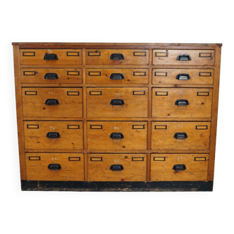 Dutch Industrial Pine Apothecary / Workshop Cabinet, circa 1930s