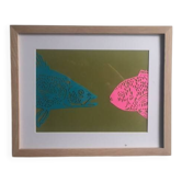 Œuvre papier de couleur tête à tête