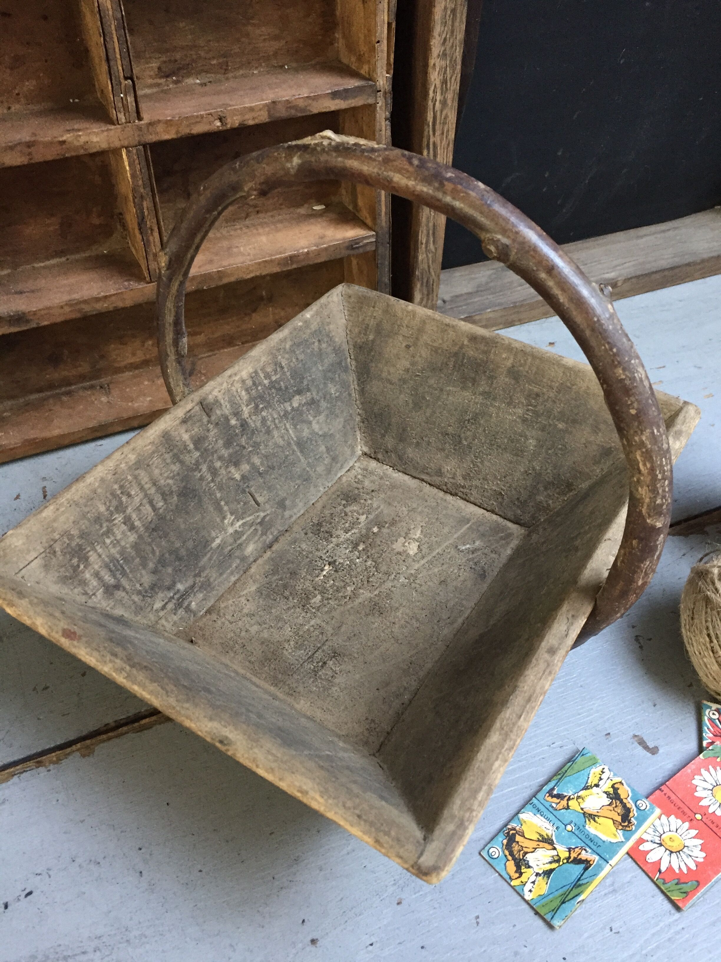 Picking crude wooden basket