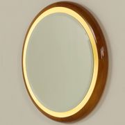 Italian backlit XL mirror in solid cherry wood, 1970s
