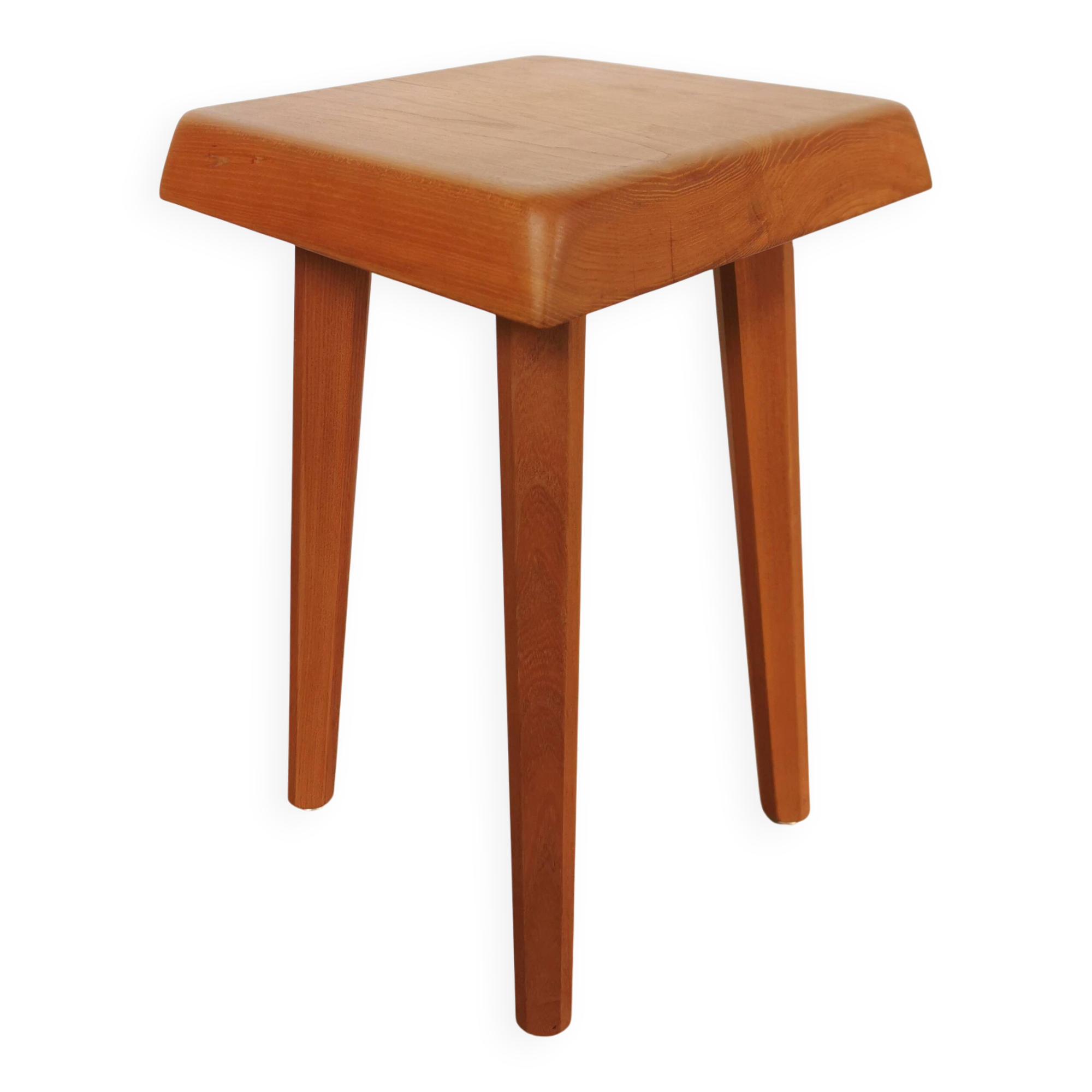 Vintage elm wood stool S01 design by Pierre Chapo 1960