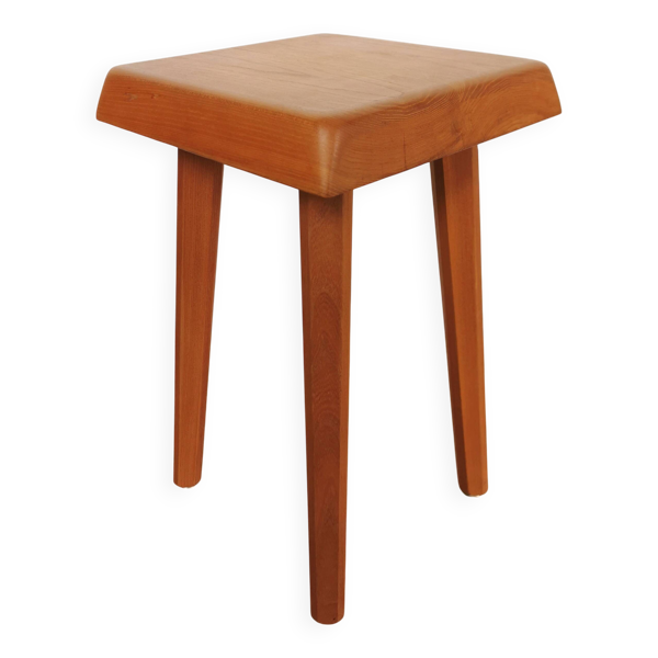 Tabouret en orme S01 design Pierre Chapo 1960
