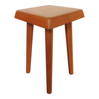 Vintage elm wood stool S01 design by Pierre Chapo 1960