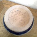 real Betschdorf Alsace vase pot, salt sandstone, blue gray, incised patterns