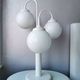 Lampe de table en métal blanc vintage avec 3 boules de lanterne, années 80