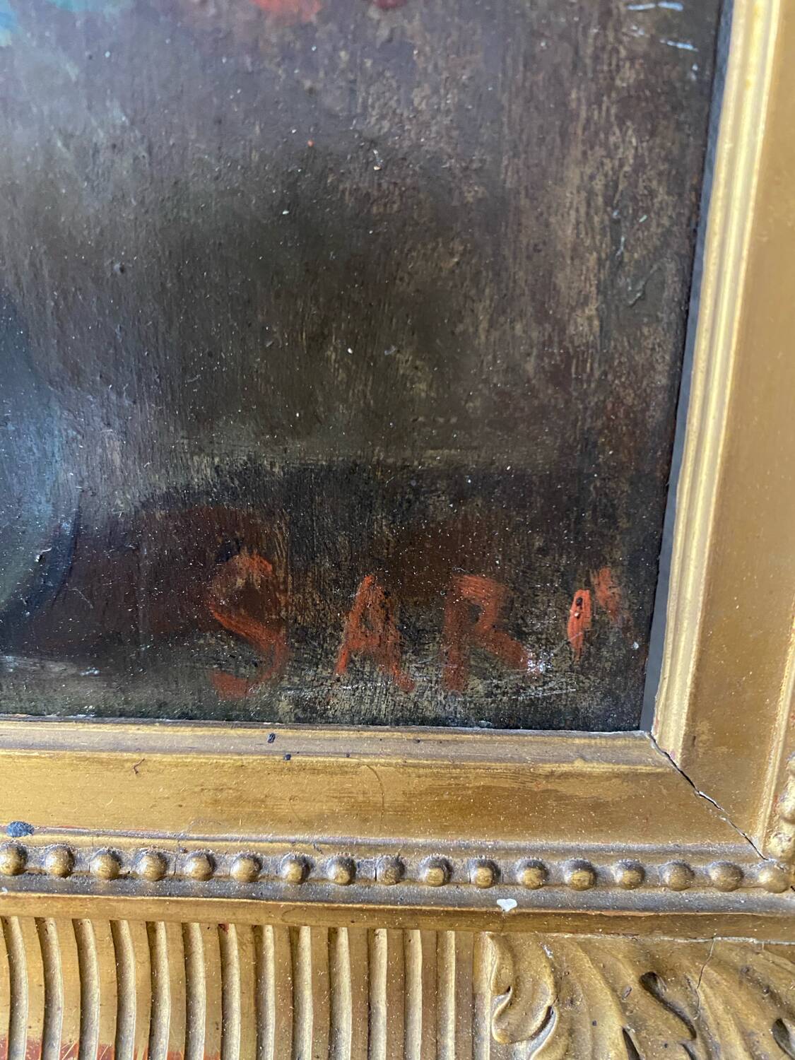 Bouquet of flowers from the 19th century signed