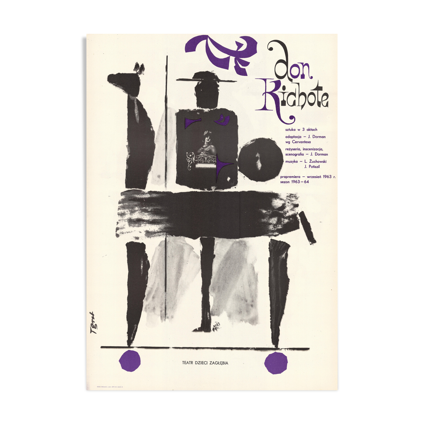 Don kichote theater Polish poster by Tadeusz Grabowski, 1963