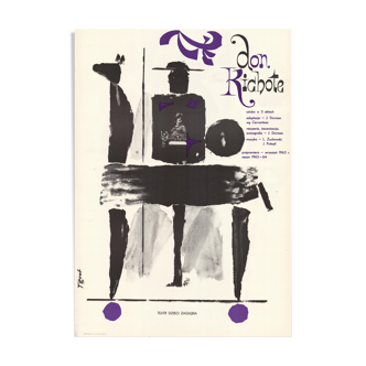 Affiche polonaise de théâtre Don Quichote de Tadeusz Grabowski, 1963